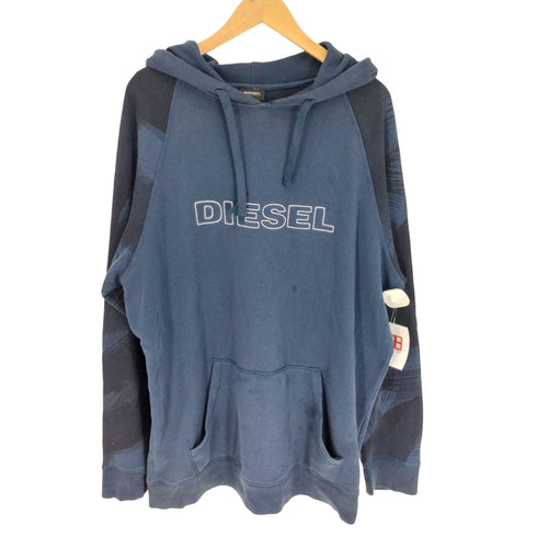 ディーゼル DIESEL フロントロゴプリント ラグランスリーブ プルオーバー フーディ パーカー メンズ import:XXL